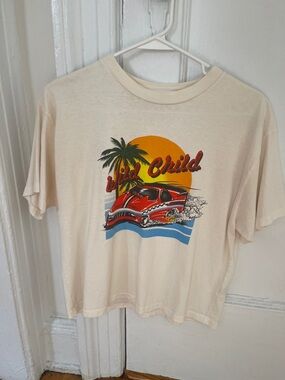 Re/Done Wild Child Graphic Tee - Cream with Red Car